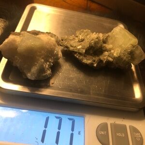 2 piece of apophyllite crystals with green fluorite n quartz
